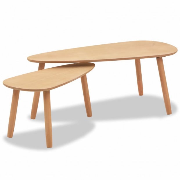 Coffee Table Set 2 Pieces Solid Pinewood Brown Image 2