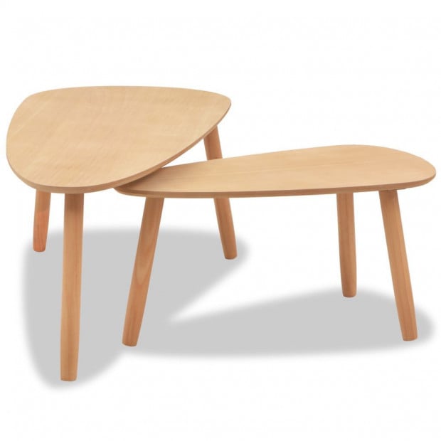 Coffee Table Set 2 Pieces Solid Pinewood Brown Image 4