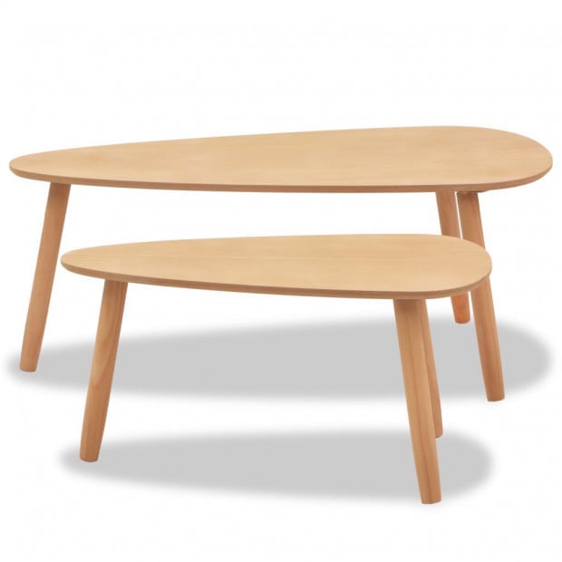 Coffee Table Set 2 Pieces Solid Pinewood Brown Image 5
