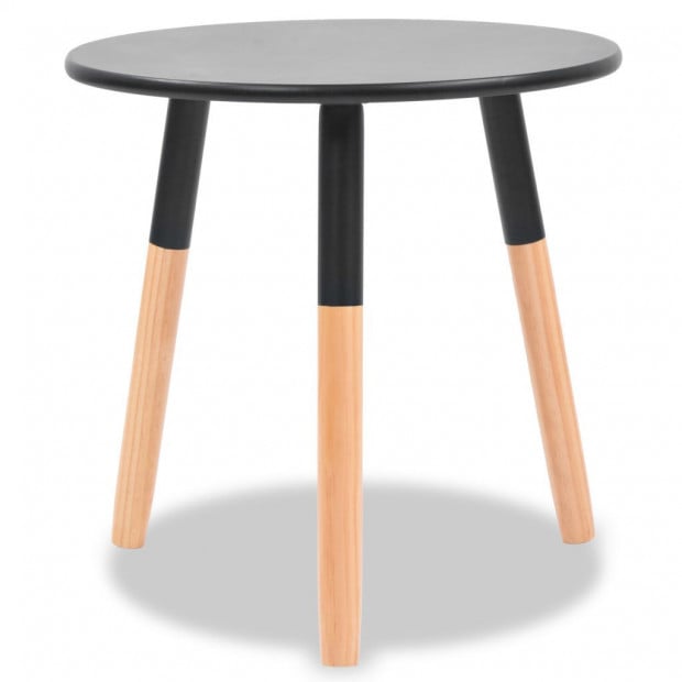 Side Table Set 2 Pieces Solid Pinewood Black Image 5