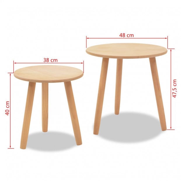 Side Table Set 2 Pieces Solid Pinewood Brown Image 9
