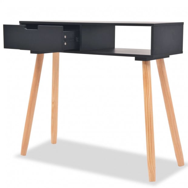 Console Table Solid Pinewood 80x30x72 Cm Black Image 2