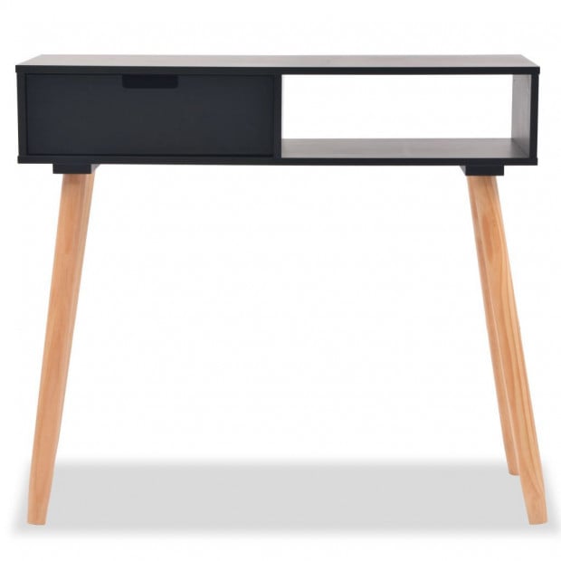 Console Table Solid Pinewood 80x30x72 Cm Black Image 3