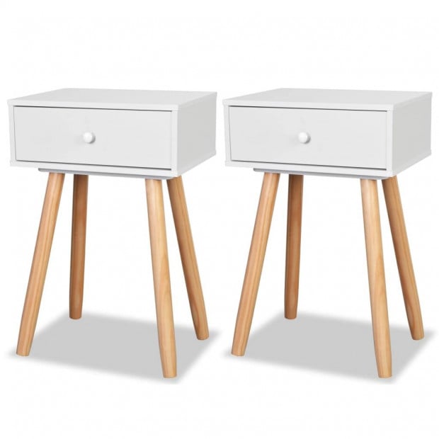Bedside Tables 2 Pcs Solid Pinewood 40x30x61 Cm White Image 2