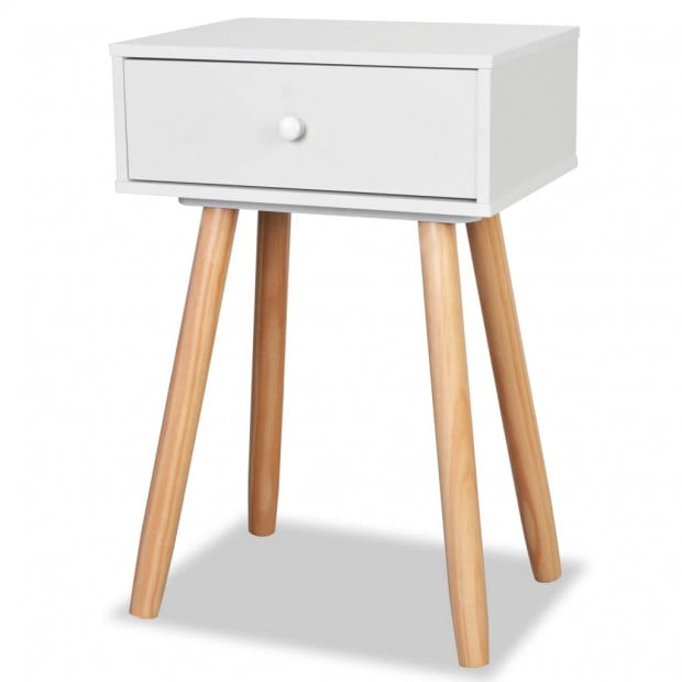 Bedside Tables 2 Pcs Solid Pinewood 40x30x61 Cm White Image 4