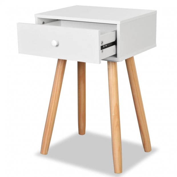 Bedside Tables 2 Pcs Solid Pinewood 40x30x61 Cm White Image 6