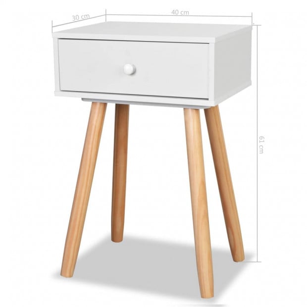 Bedside Tables 2 Pcs Solid Pinewood 40x30x61 Cm White Image 8