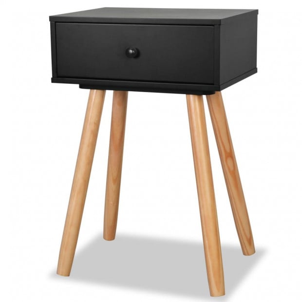 Bedside Tables 2 Pcs Solid Pinewood 40x30x61 Cm Black Image 4