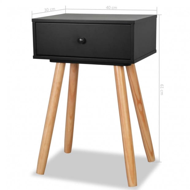 Bedside Tables 2 Pcs Solid Pinewood 40x30x61 Cm Black Image 8