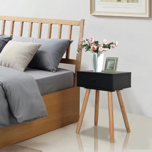 Bedside Tables 2 Pcs Solid Pinewood 40x30x61 Cm Black