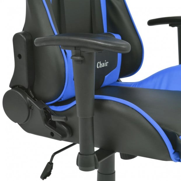 Reclining Office Racing Chair Artificial Leather Blue Image 4
