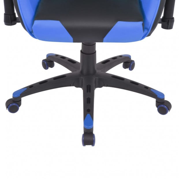 Reclining Office Racing Chair Artificial Leather Blue Image 5