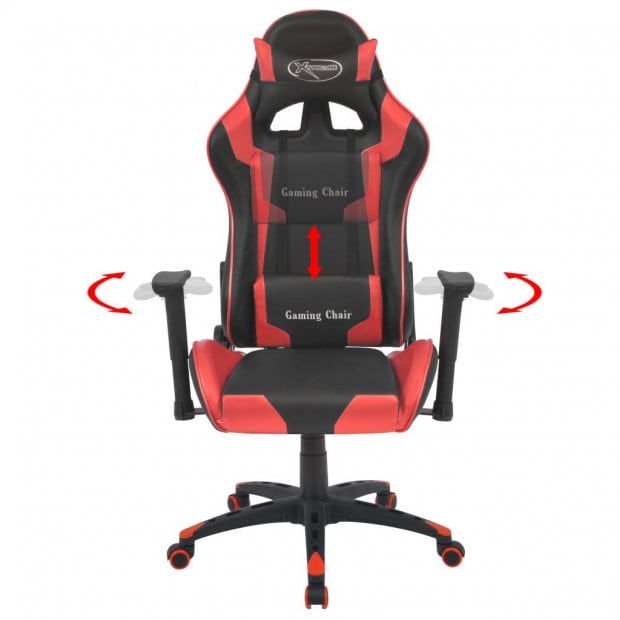 Reclining Office Racing Chair Artificial Leather Red Image 2