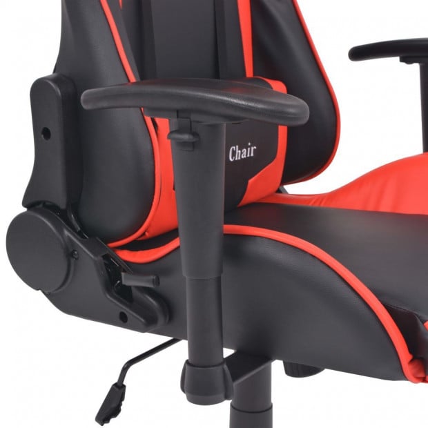 Reclining Office Racing Chair Artificial Leather Red Image 4