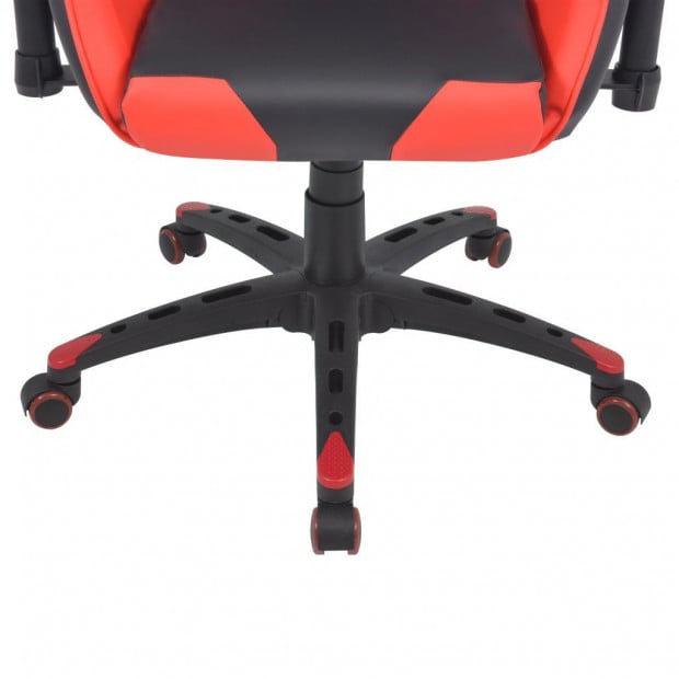 Reclining Office Racing Chair Artificial Leather Red Image 5