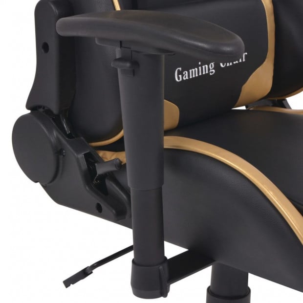 Reclining Office Racing Chair Artificial Leather Gold Image 4