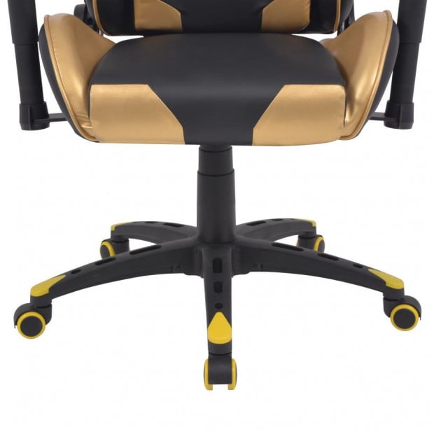 Reclining Office Racing Chair Artificial Leather Gold Image 5