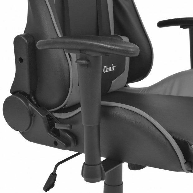 Reclining Office Racing Chair Artificial Leather Grey Image 4
