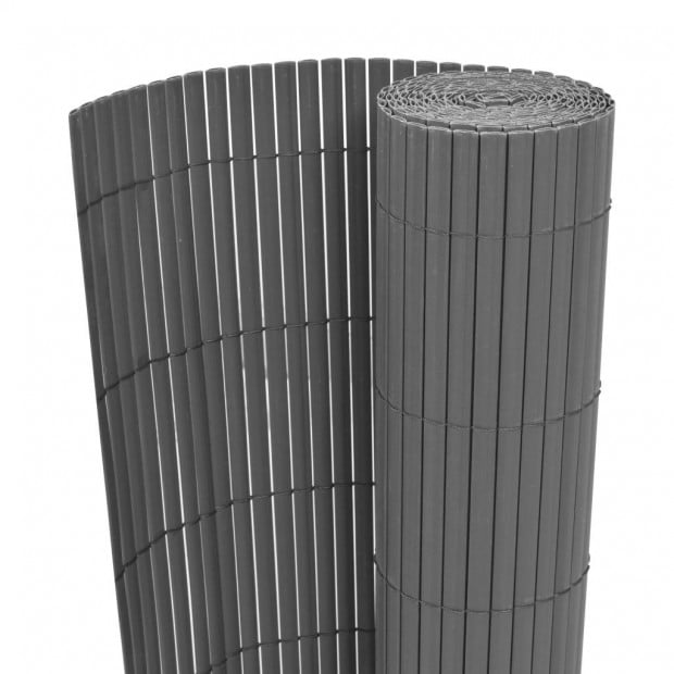 Double-sided Garden Fence PVC 90x500cm Grey