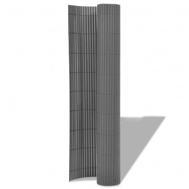 Double-sided Garden Fence PVC 90x500cm Grey Image 2