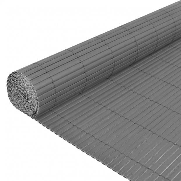 Double-sided Garden Fence PVC 90x500cm Grey Image 4