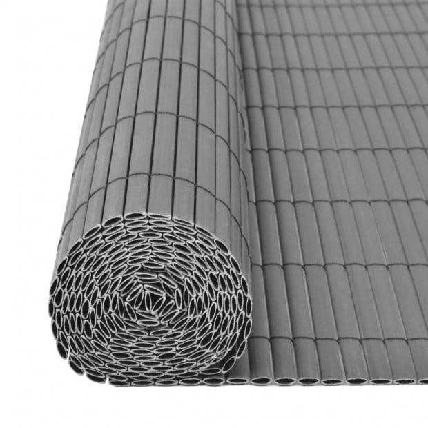 Double-sided Garden Fence PVC 90x500cm Grey Image 5