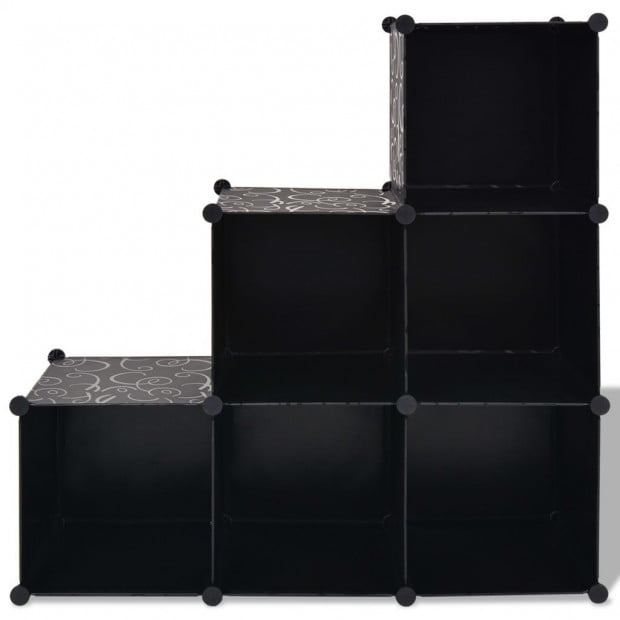 Storage Cube Organiser With 6 Compartments Black Image 2