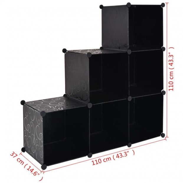 Storage Cube Organiser With 6 Compartments Black Image 5