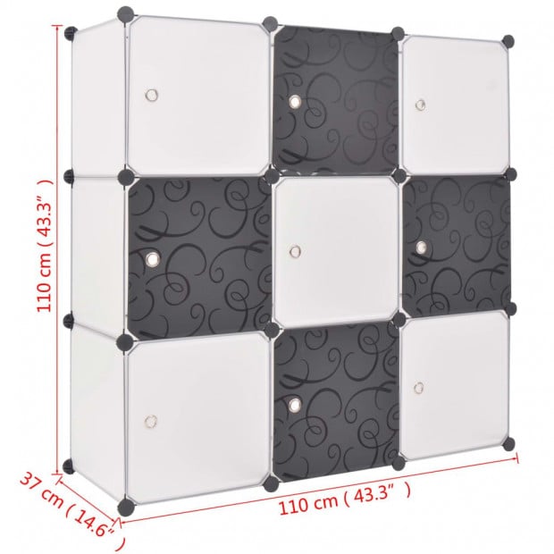 Storage Cube Organiser With 9 Compartments Black And White Image 5