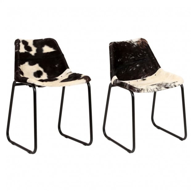 Dining Chairs 2 Pcs Genuine Goat Leather Image 2