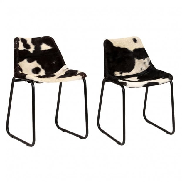 Dining Chairs 2 Pcs Genuine Goat Leather Image 3