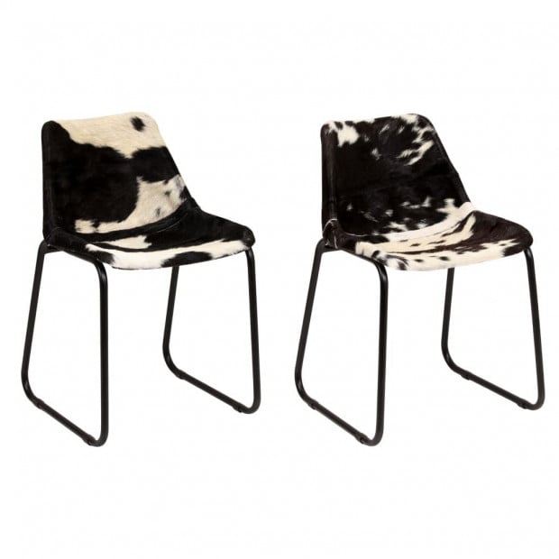 Dining Chairs 2 Pcs Genuine Goat Leather Image 4