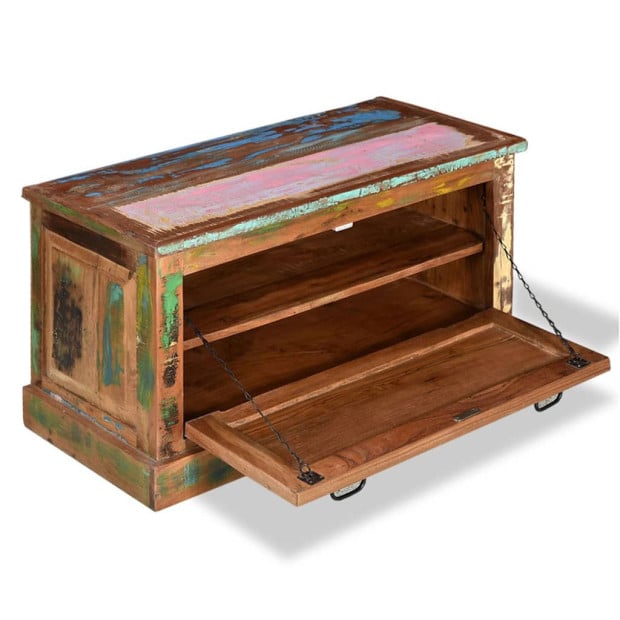 Shoe Storage Bench Solid Reclaimed Wood Image 5