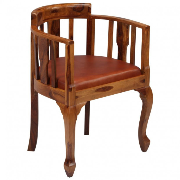 Dining Chairs 2 Pcs Real Leather And Solid Sheesham Wood Image 2