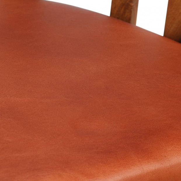 Dining Chairs 2 Pcs Real Leather And Solid Sheesham Wood Image 9