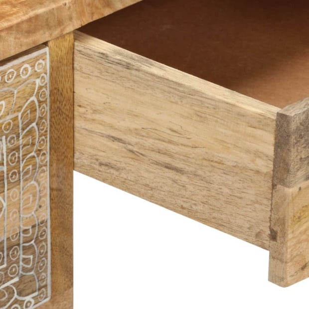 Desk Solid Mango Wood And Real Leather 117x50x76 Cm Image 10