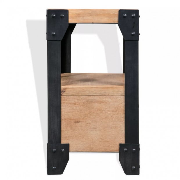 Nightstand Solid Acacia Wood Steel 40x30x54 Cm Image 3