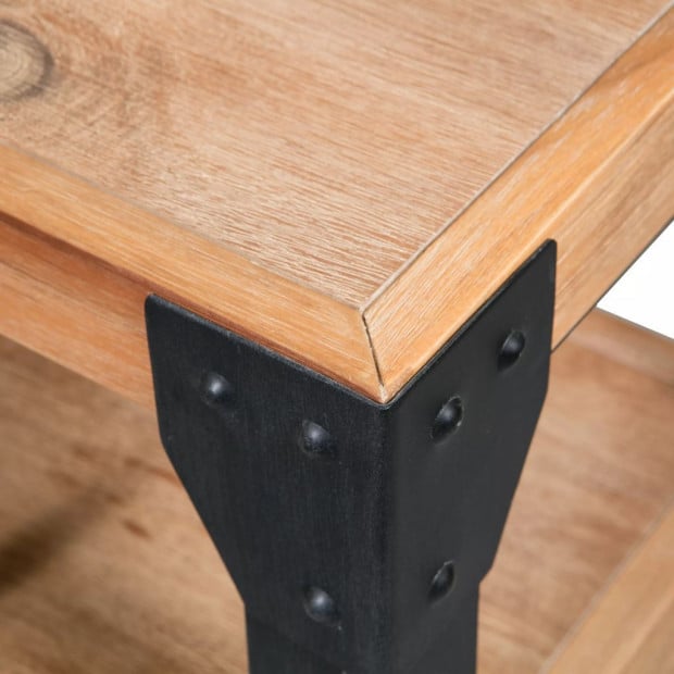 Nightstand Solid Acacia Wood Steel 40x30x54 Cm Image 4