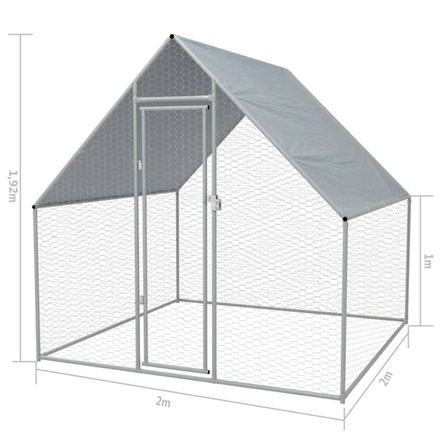Outdoor Chicken Cage Galvanised Steel 2x2x1.92 M Image 5