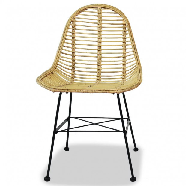 Dining Chairs 2 Pcs Natural Rattan Image 2
