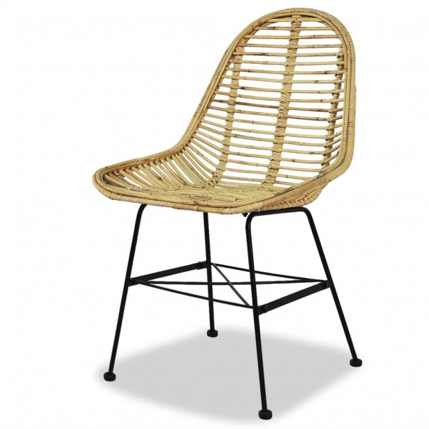 Dining Chairs 2 Pcs Natural Rattan Image 3