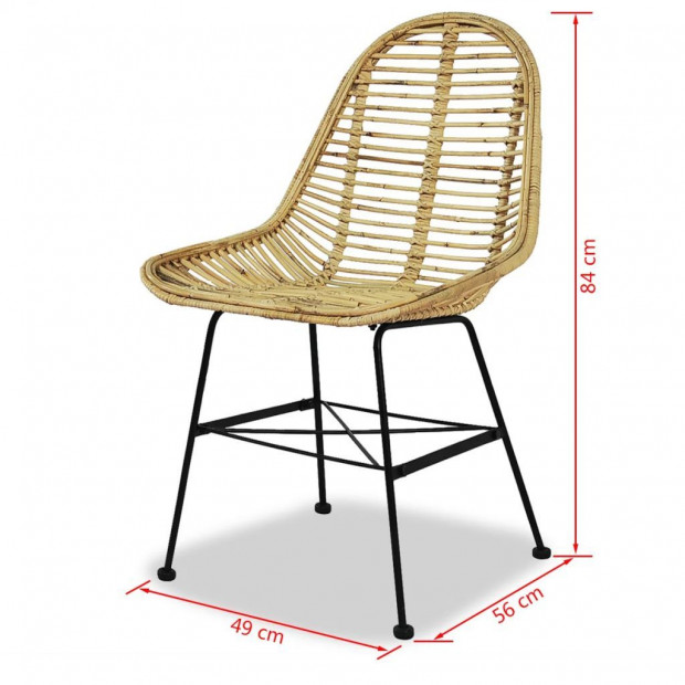Dining Chairs 2 Pcs Natural Rattan Image 5
