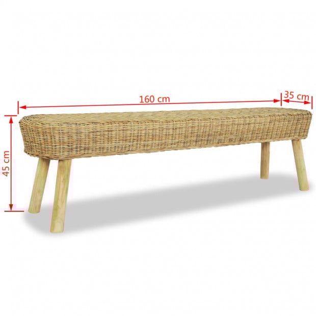 Hall Bench 160x35x45 Cm Natural Rattan Image 5