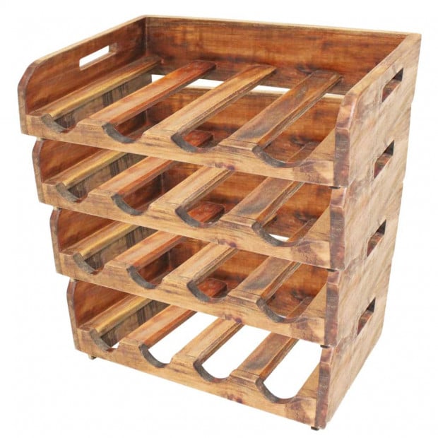 Wine Racks 4 Pcs For 16 Bottles Solid Reclaimed Wood