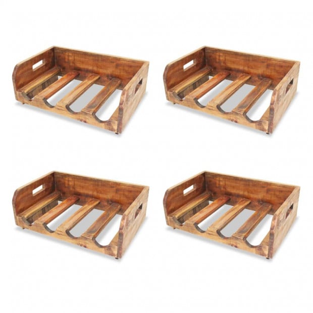 Wine Racks 4 Pcs For 16 Bottles Solid Reclaimed Wood Image 3