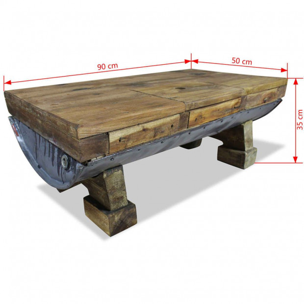 Coffee Table Solid Reclaimed Wood 90x50x35 Cm Image 10