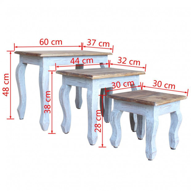 Nesting Table Set 3 Pieces Solid Reclaimed Wood Image 9