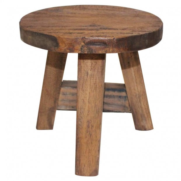Stool Solid Reclaimed Wood 20x20x23 Cm