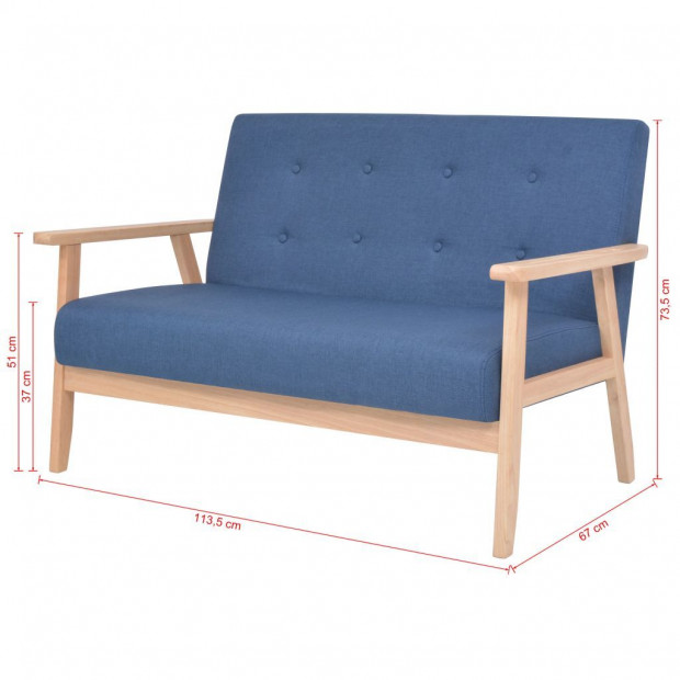 2-seater Sofa Fabric Blue Image 7