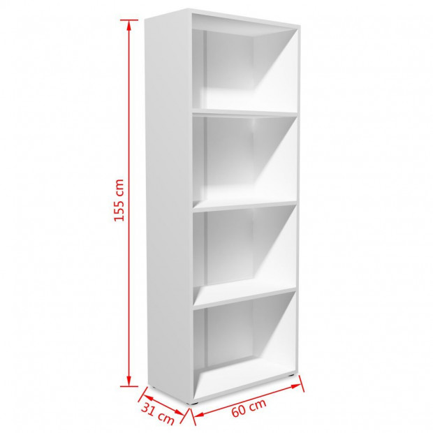 Bookshelf Chipboard 60x31x155 Cm White Image 5